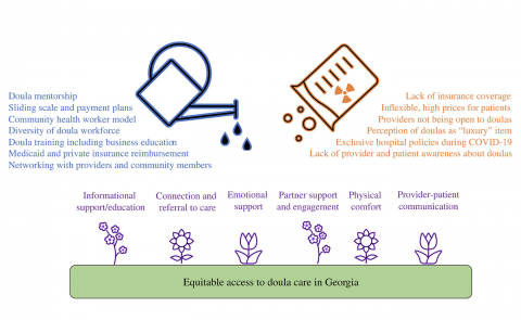 Facilitators of, barriers to, and benefits from equitable doula access in Georgia according to doulas (N = 17).